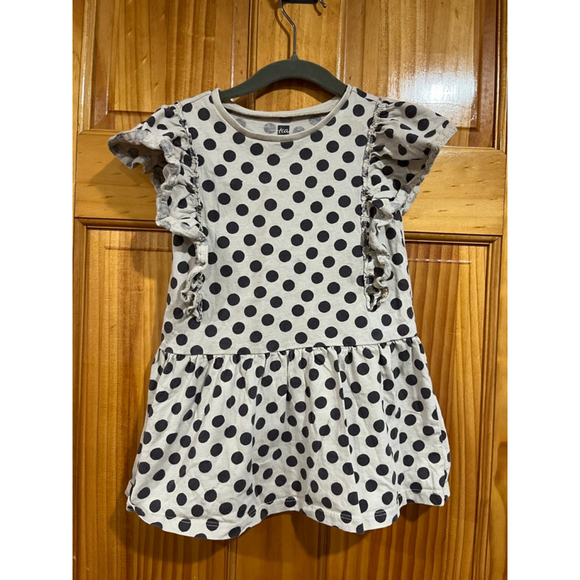 Little Girl Tea Collection Polka Dot Ruffle Short Sleeve Dress Size 3 - Picture 1 of 3